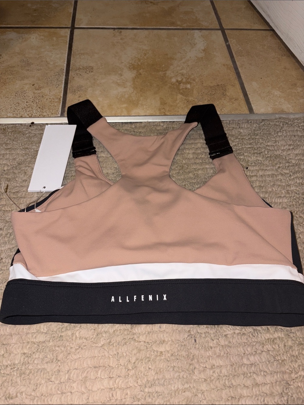 Allie I Women's Khaki & Black Sports Bra - Picture 6 of 7